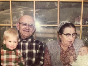 My grandparents with my oldest son and daughter